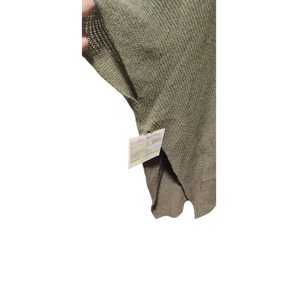 Time and Tru Rib Knit Ruana Cardigan One Button, One Size, Olive Green - Picture 6 of 6